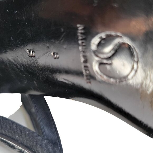 St. John Storm Black Crepe & Rhinestone Heels Women Size 8 B - Picture 11 of 14